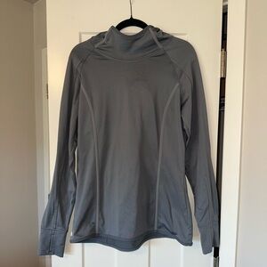 Athleta Plush Tech Gray Running Long Sleeve Hoodie Large Tall